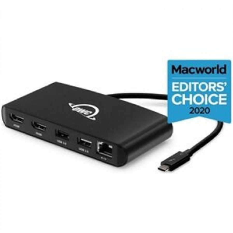 OWC Thunderbolt 3 (40Gb s) 1x Thunderbolt Host Integrated Cable 2x HDMI 1x 1GbE 1x USB-A (5Gb s) 1x USB 2.0 2 Year Limited Warranty