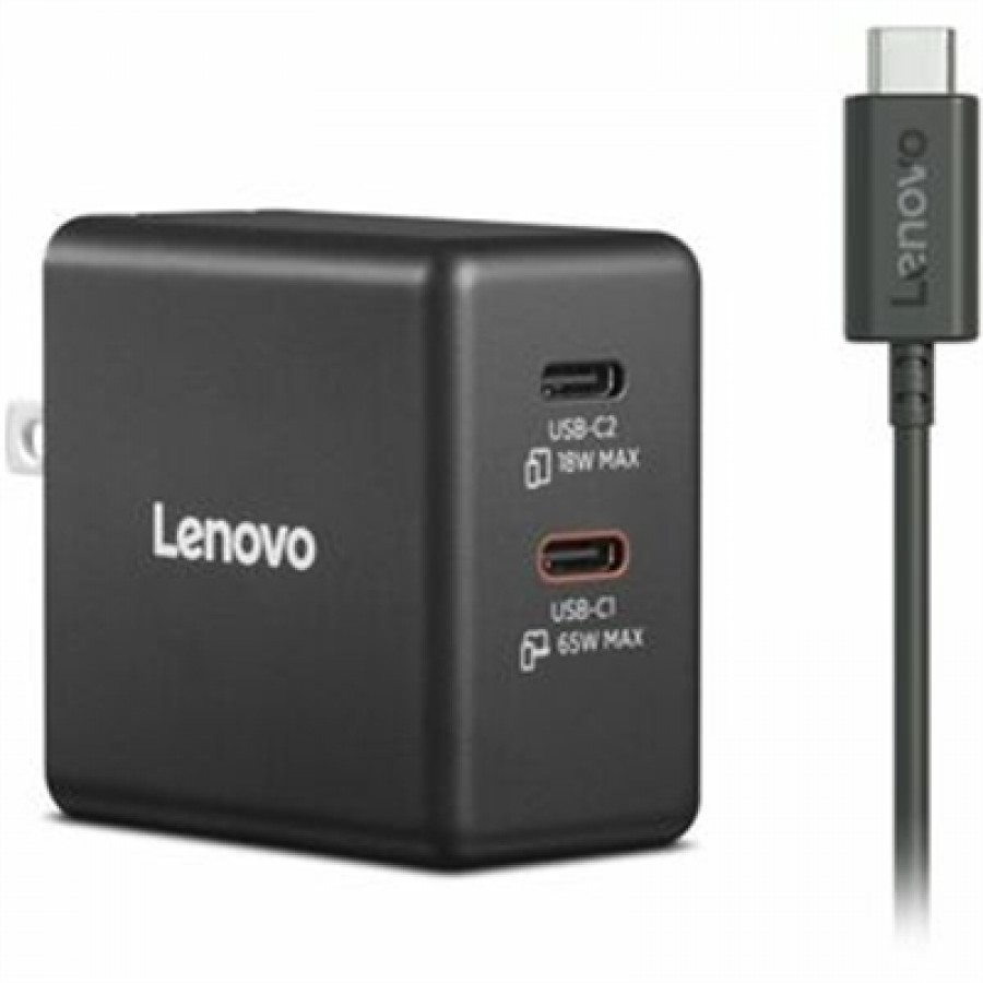 Lenovo Dual USBC 65W GaN Power Adapter Black