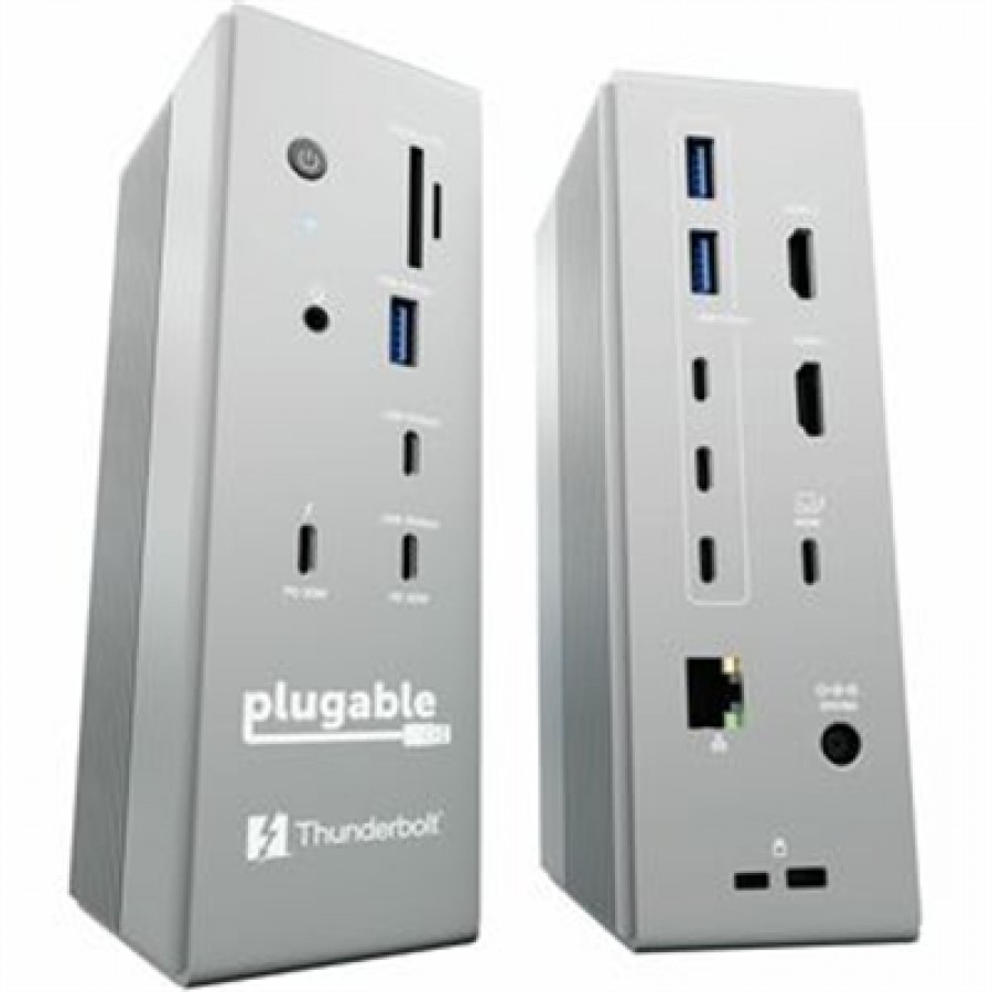 Plugable Technologies Thunderbolt 5 Dual HDMI Docking Station with HDMI 2.1 and 140W Charging