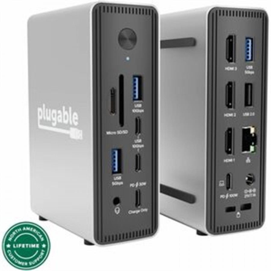 Plugable Technologies USB-C MST Triple Display Docking Station with 2.5Gbps Ethernet and 100W Charging