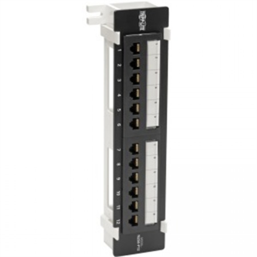 Tripp Lite Cat6 Wall-Mount PoE Patch Panel 12-Port 110/Krone 568A/B RJ45