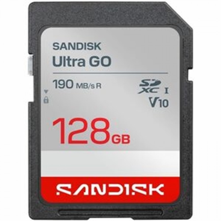 128GB* SANDISK Ultra GO SDXC UHS-I Card up to 190MB/s** read speed Full HD video *** V10 U1 C10