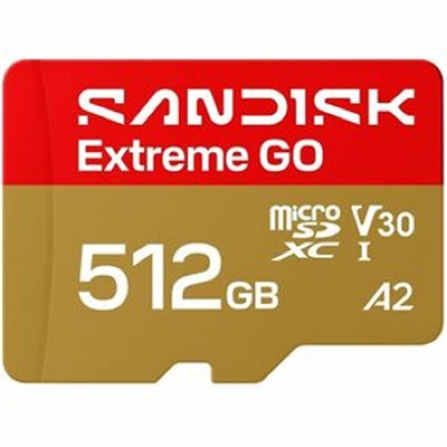 512GB* SANDISK Extreme GO microSDXC UHS-I Card Up to 240MB/s** read speed and 160MB/s** write speed 5K video***