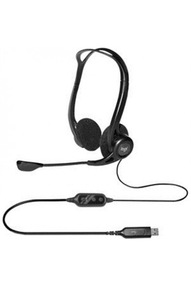 Logitech Stereo - USB Type A - Wired - 100 Hz - 10 kHz - Over-the-head - Binaural - Supra-aural - 7.87 ft Cable - Noise Cancelling Bi-directional Microphone - Black