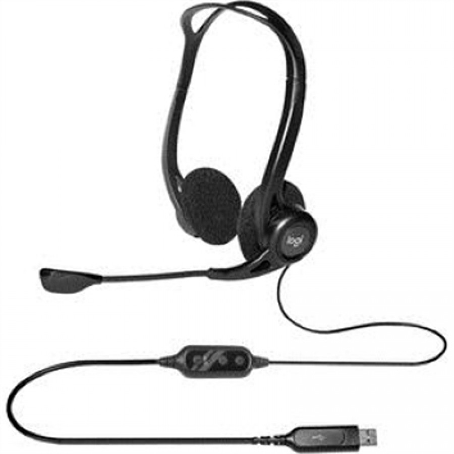 Logitech Stereo - USB Type A - Wired - 100 Hz - 10 kHz - Over-the-head - Binaural - Supra-aural - 7.87 ft Cable - Noise Cancelling Bi-directional Microphone - Black