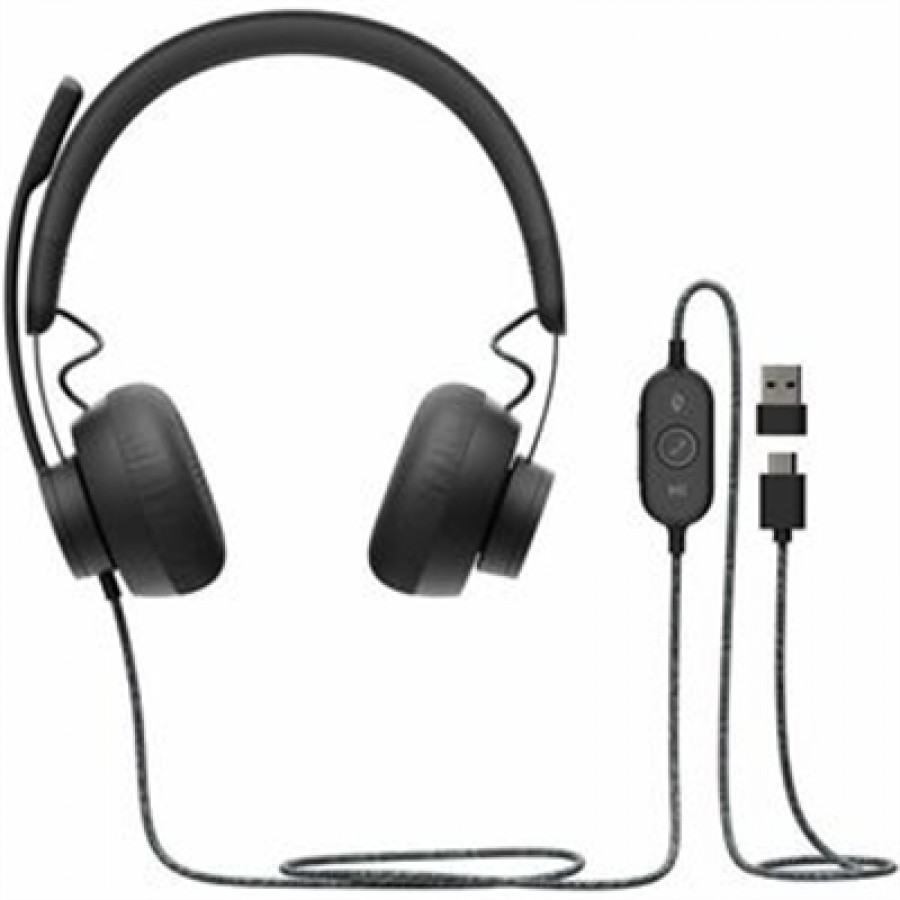 Logitech USB Type C - Wired - 36 Ohm - 20 Hz to 20 kHz - 6.23 ft Cable - Noise Cancelling Microphone - Noise Canceling - Off White