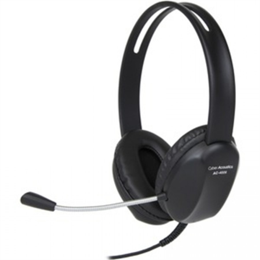 Cyber Acoustics Vinyl ear pads adjustable headband Flex boom Microphone cord mgmt system K12