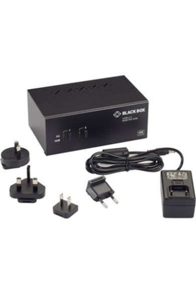 Black Box Corporation KVM Switch 2Port DualMonitor HDMI 4K 60Hz USB 3.0 Hub Audio