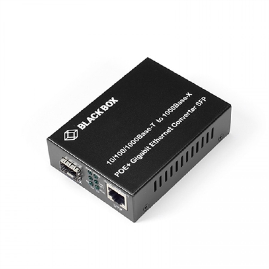 Black Box Corporation Media Converter 10/100/1000 Ethernet Poe+ SFP