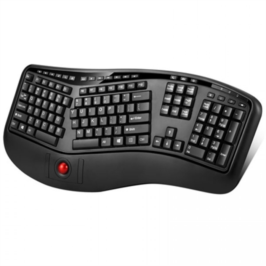 Adesso Inc. TruForm Ergo Trackball Keybd 2.4GHz TruForm Wireless Ergonomic Media with centrally positioned 800 DPI Trackball
