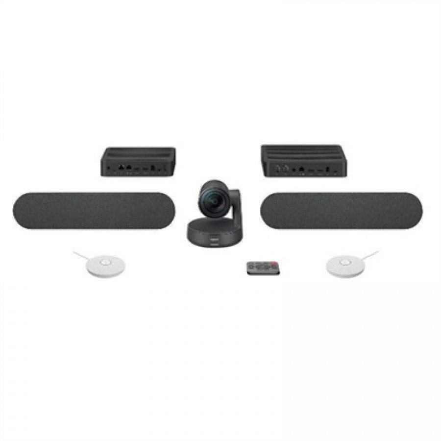 Logitech Rally Plus Conference System with White Microphone Pods