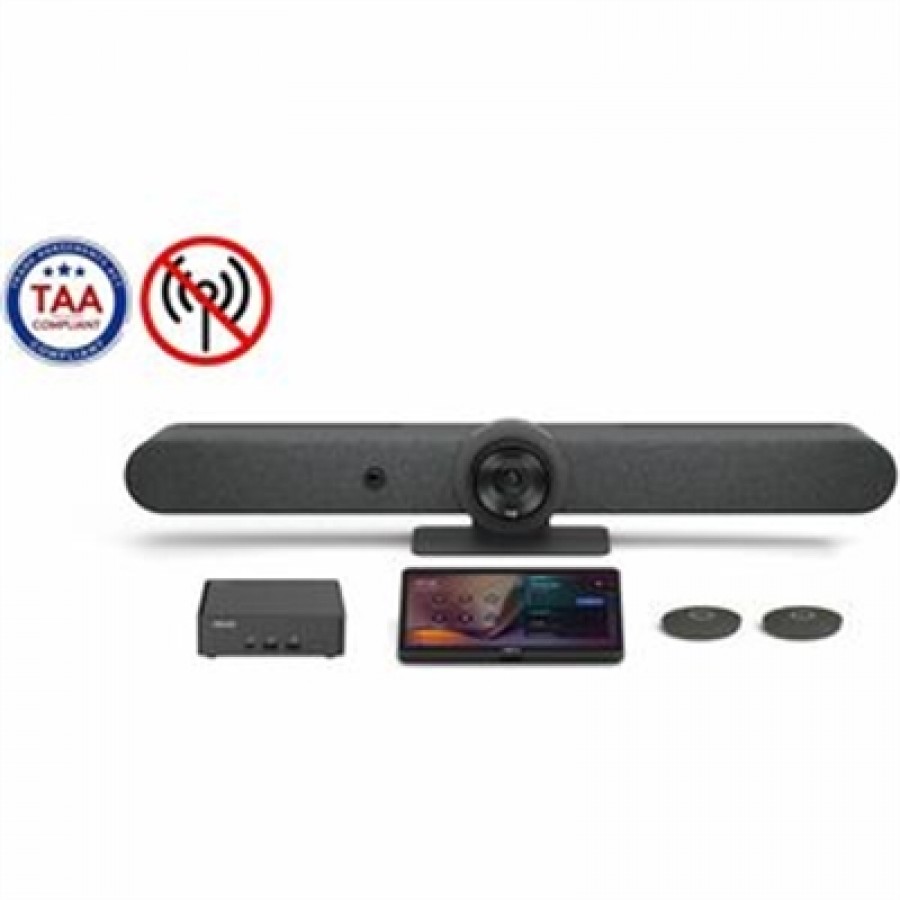 Logitech Rally Bar No-Radio + Tap + 2 Microphone Pods + ASUS NUC for Microsoft Teams Room Kit - TAA