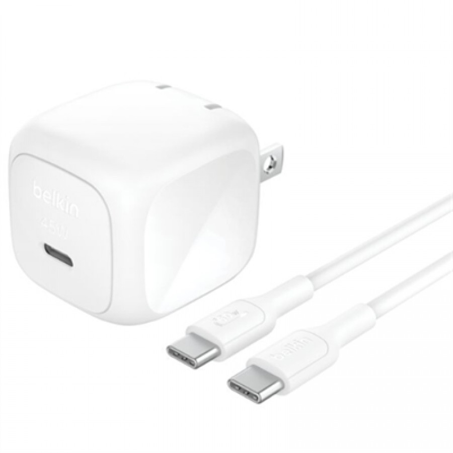 Belkin 45W USB Pd Wall Charger & 1M C-c Cbl Wht