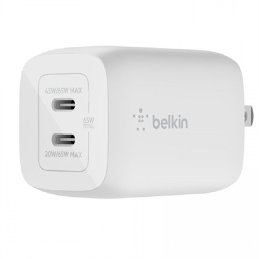 Belkin 65W Dual USB-C Gan Wall Charger With Pps Wh