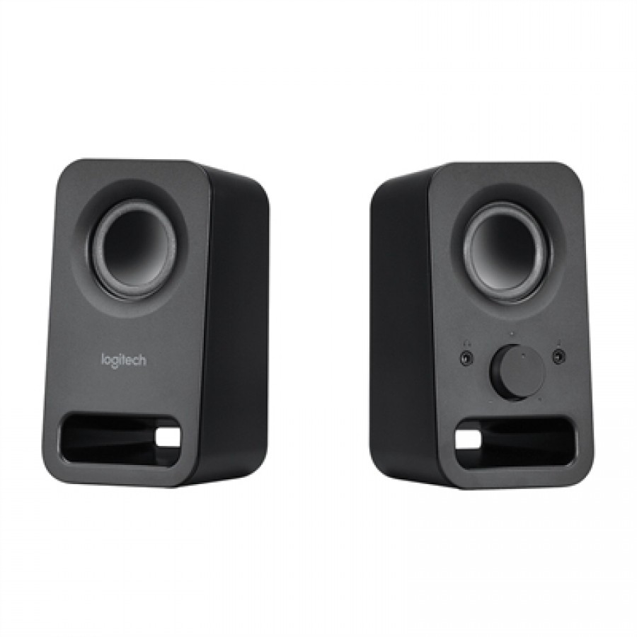 MIDNIGHT BLACK With 6 watts of peak power the Logitech z150 Multimedia Speaker produces clear stereo sound that is loud enough to enjoy around the home
