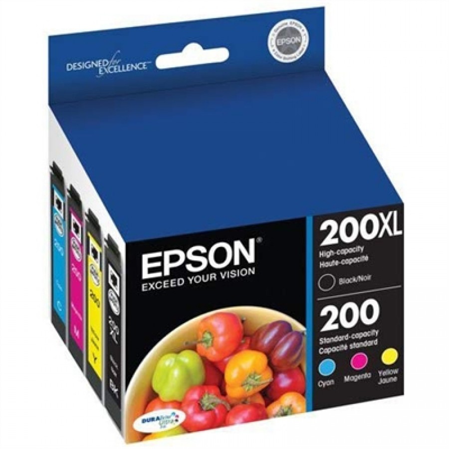 Epson T200 DuraBrite Ultra XL Black & Standard Capacity Color Combo Pack Ink Cartridge with Sensormatic