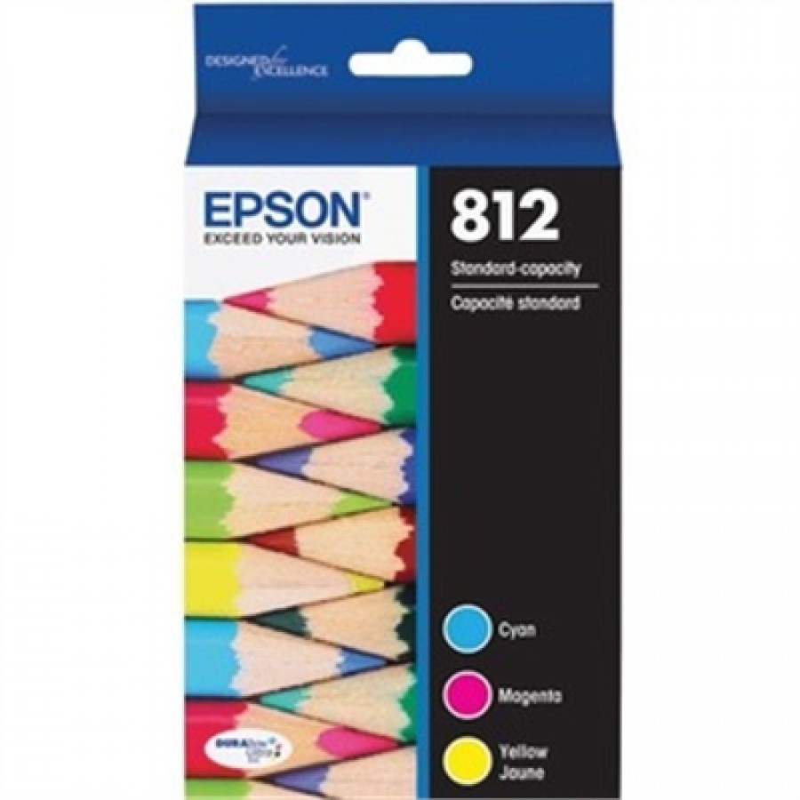 EPSON T812 Standard Capacity Color Combo (CMY) Pack Ink Cartridge withSensormatic