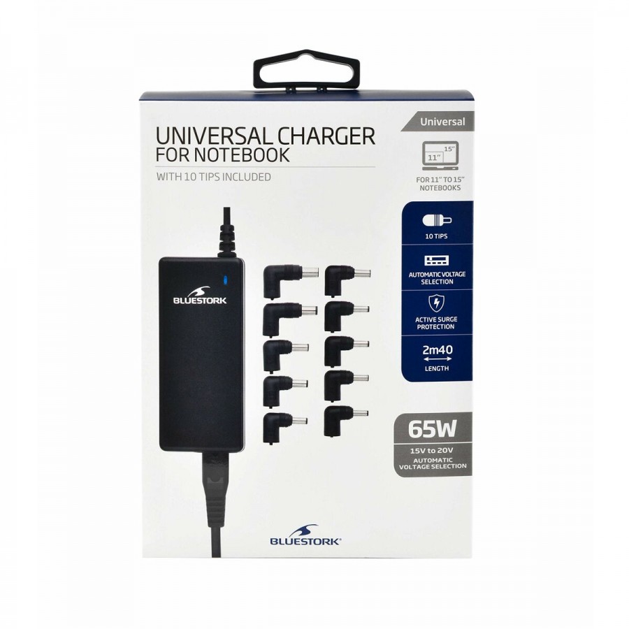 Laptop Charger Bluestork BS-PW-NB-65/2 Universal 10-in-1 65 W