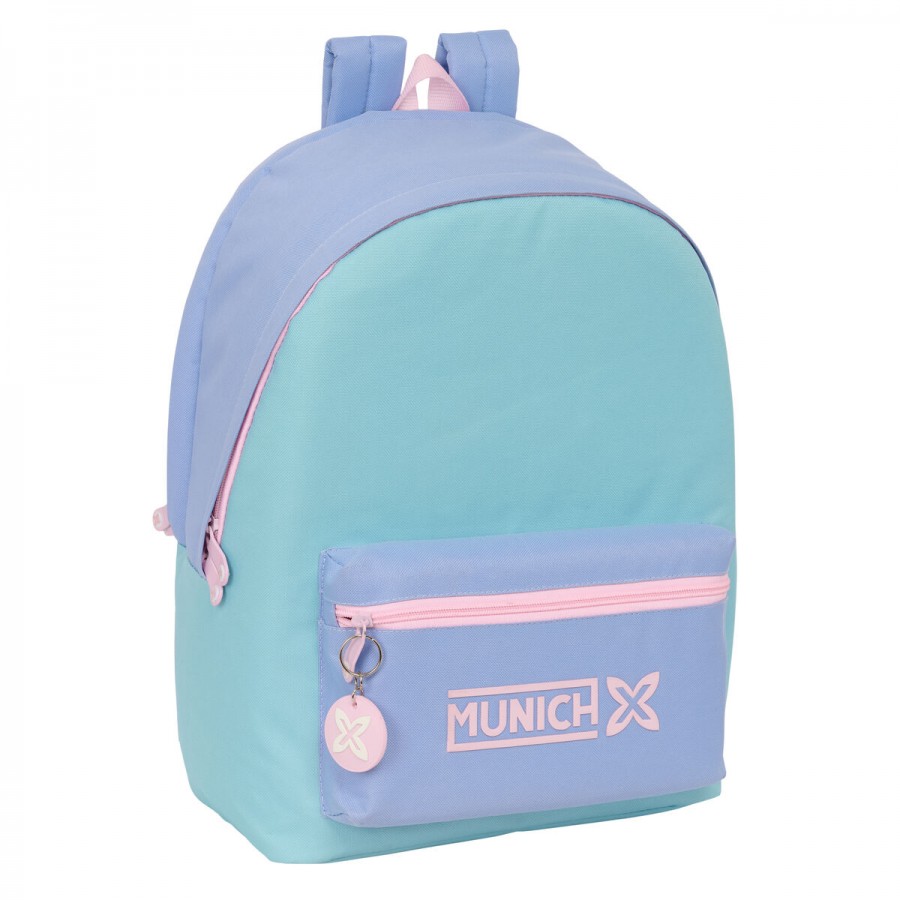 Rucksack for Laptop and Tablet with USB Output Munich Mellow Blue Pink Celeste