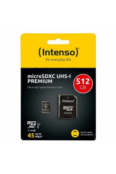 Micro SD Memory Card with Adaptor INTENSO 3423493 512 GB 45 MB/s 512 GB