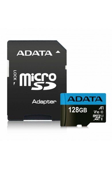 Micro SD Memory Card with Adaptor Adata AUSDX128GUICL10A1-RA1 128 GB