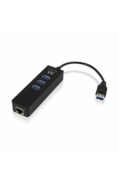 USB Hub Ewent AAOAUS0127 3 x USB 3.1 RJ45 Plug and Play